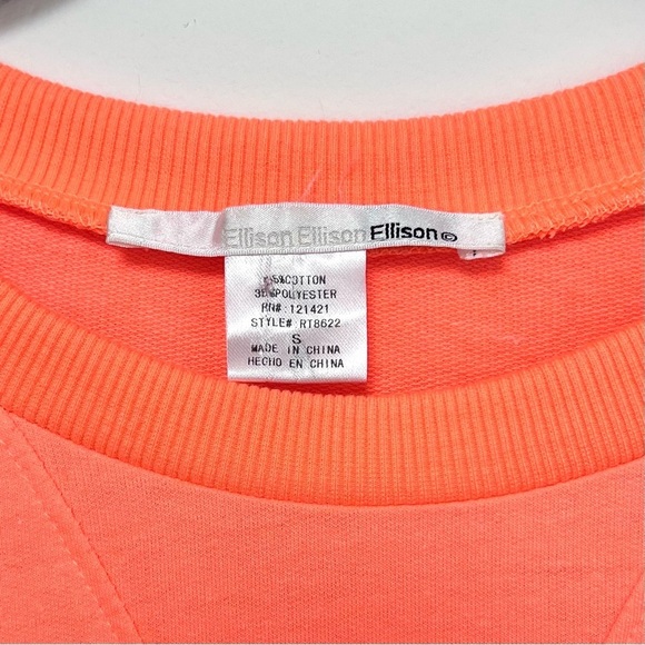 Ellison Neon Asymmetrical Zip Short Sleeve French Terry Pullover - Picture 4 of 5